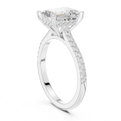 Emerald Accented Lab Grown Diamond Engagement Ring