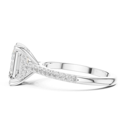 Emerald Accented Lab Grown Diamond Engagement Ring