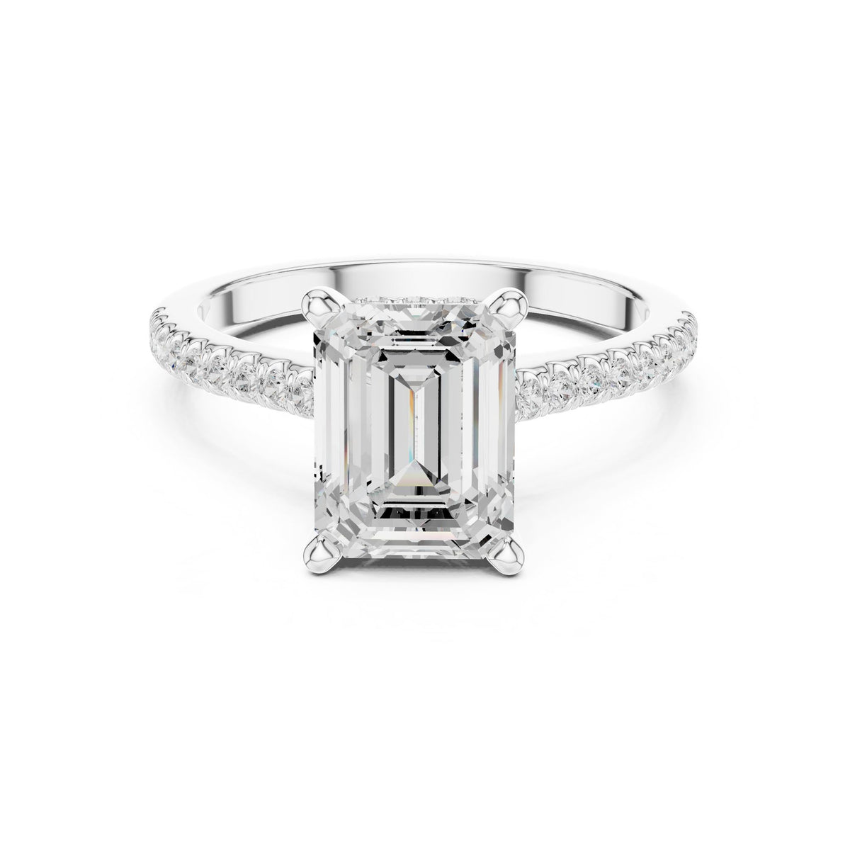 Emerald Accented Lab Grown Diamond Engagement Ring