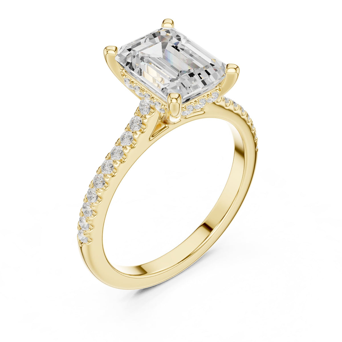 Emerald Accented Lab Grown Diamond Engagement Ring
