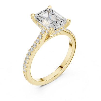 Emerald Accented Lab Grown Diamond Engagement Ring