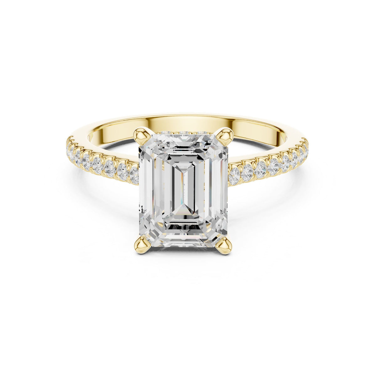 Emerald Accented Lab Grown Diamond Engagement Ring