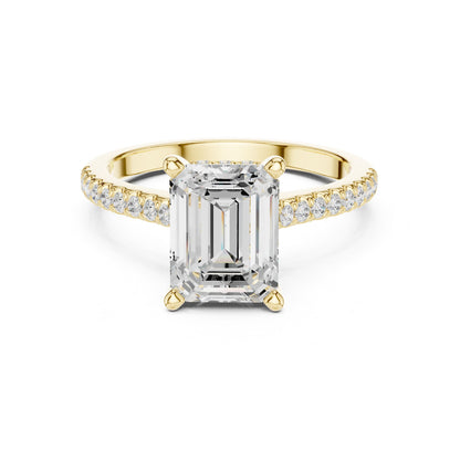 Emerald Accented Lab Grown Diamond Engagement Ring