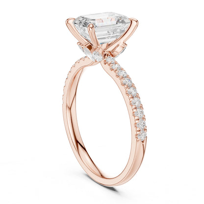 Emerald Accented Lab Grown Diamond Engagement Ring