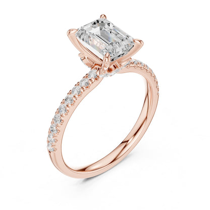 Emerald Accented Lab Grown Diamond Engagement Ring