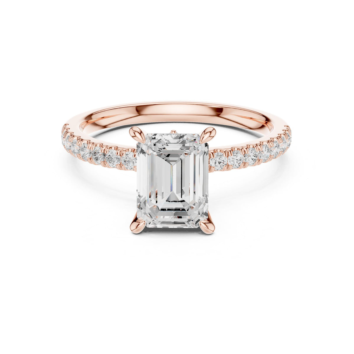 Emerald Accented Lab Grown Diamond Engagement Ring
