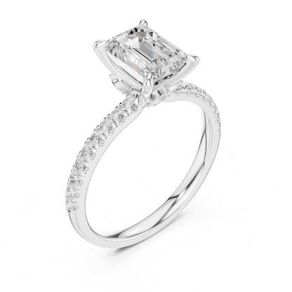 Emerald Accented Lab Grown Diamond Engagement Ring