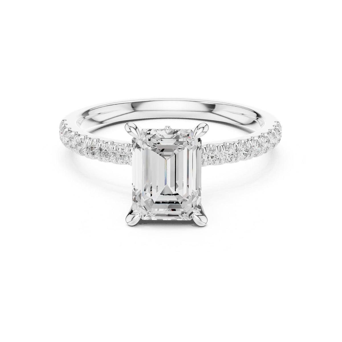 Emerald Accented Lab Grown Diamond Engagement Ring