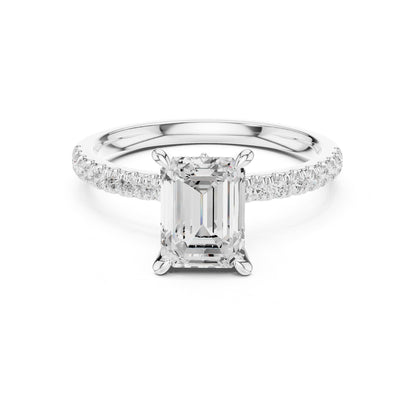 Emerald Accented Lab Grown Diamond Engagement Ring