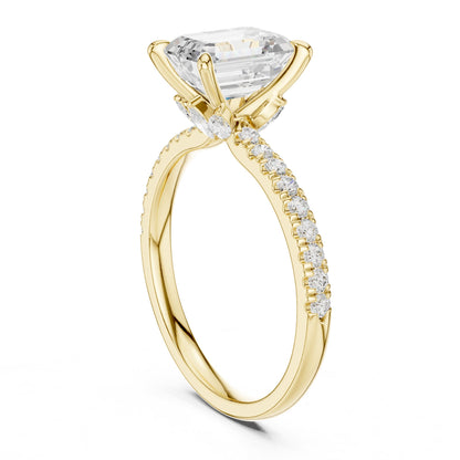 Emerald Accented Lab Grown Diamond Engagement Ring