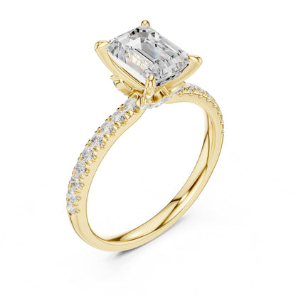 Emerald Accented Lab Grown Diamond Engagement Ring