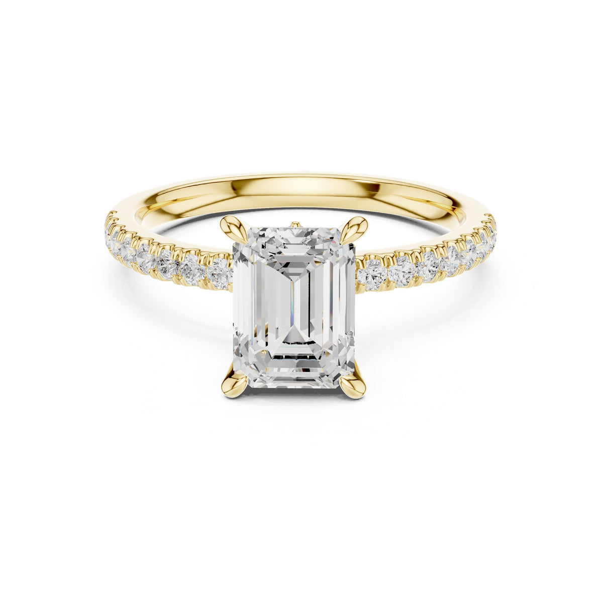 Emerald Accented Lab Grown Diamond Engagement Ring