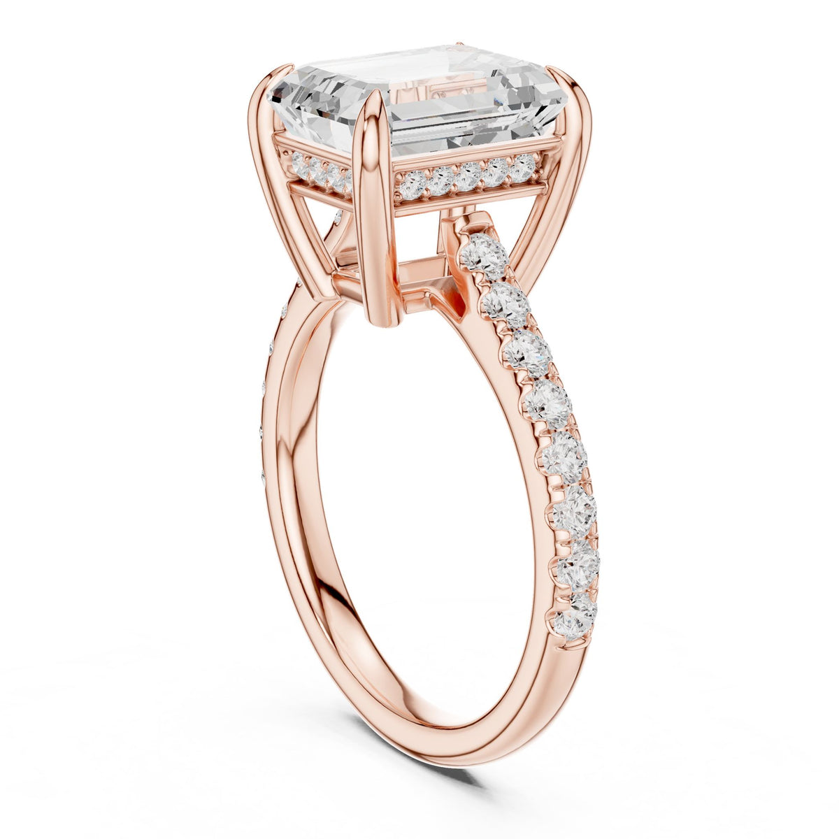 Emerald Accented Lab Grown Diamond Engagement Ring
