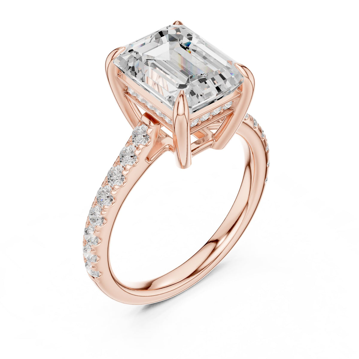 Emerald Accented Lab Grown Diamond Engagement Ring