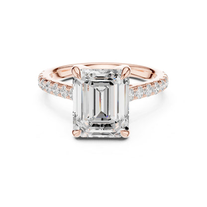 Emerald Accented Lab Grown Diamond Engagement Ring