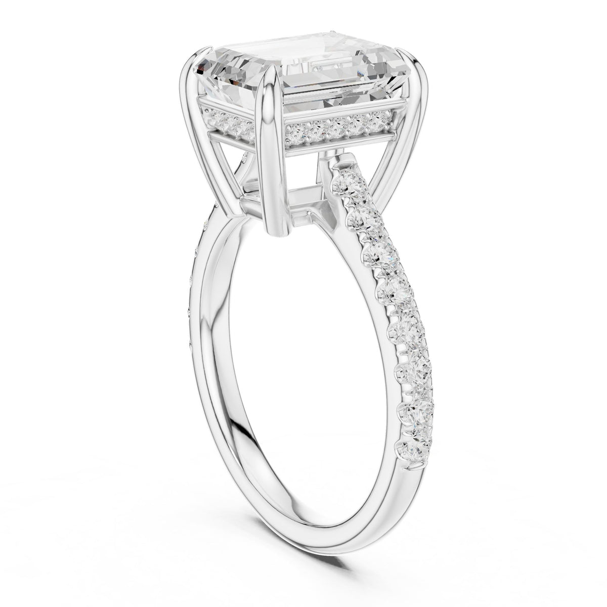 Emerald Accented Lab Grown Diamond Engagement Ring