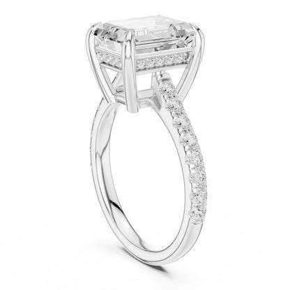 Emerald Accented Lab Grown Diamond Engagement Ring