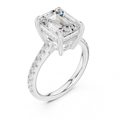 Emerald Accented Lab Grown Diamond Engagement Ring