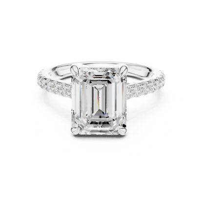 Emerald Accented Lab Grown Diamond Engagement Ring