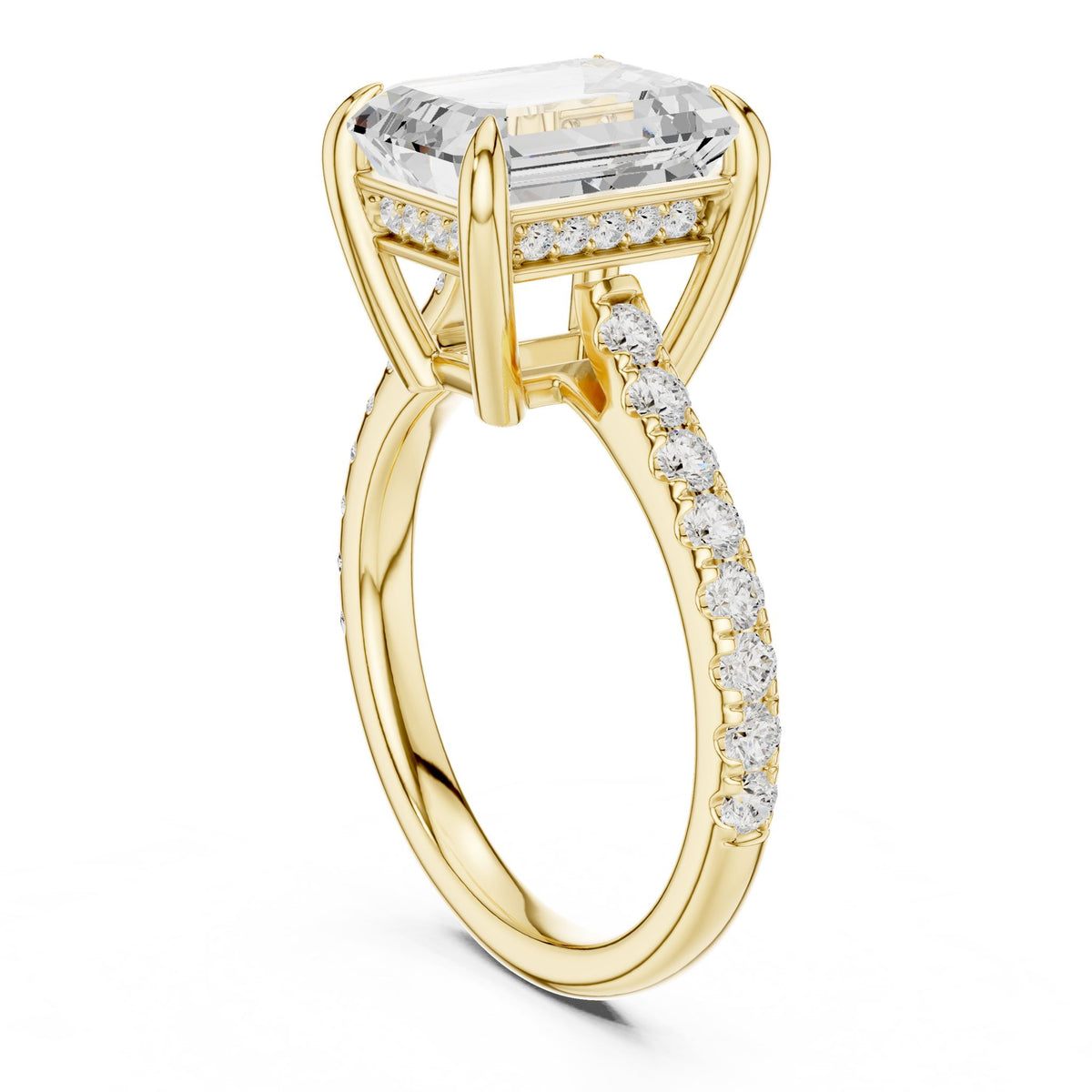 Emerald Accented Lab Grown Diamond Engagement Ring