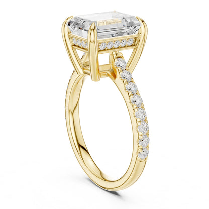 Emerald Accented Lab Grown Diamond Engagement Ring