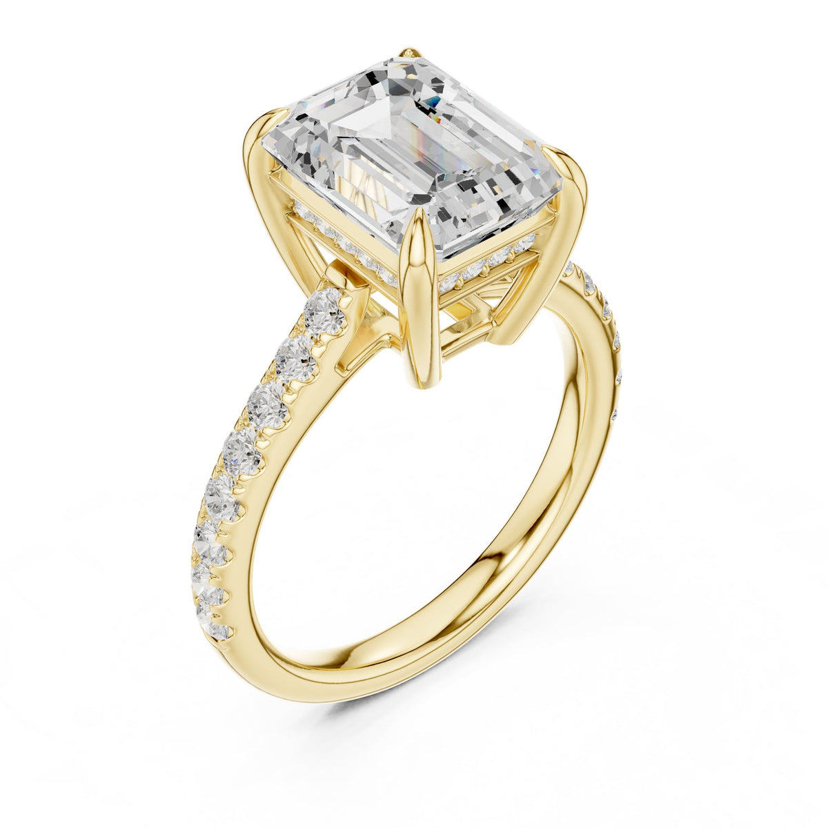 Emerald Accented Lab Grown Diamond Engagement Ring