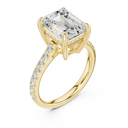 Emerald Accented Lab Grown Diamond Engagement Ring