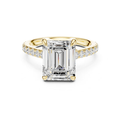 Emerald Accented Lab Grown Diamond Engagement Ring