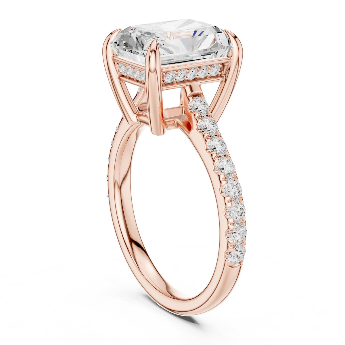 Emerald Accented Lab Grown Diamond Engagement Ring