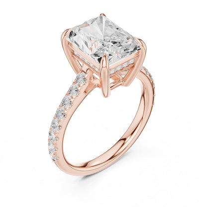 Emerald Accented Lab Grown Diamond Engagement Ring