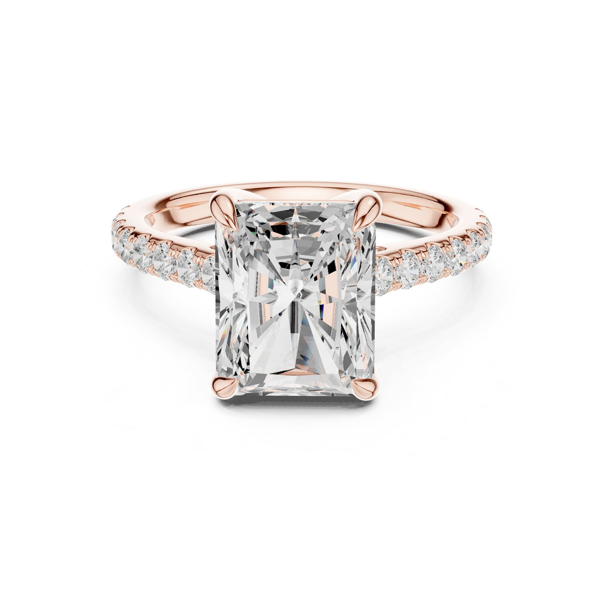 Emerald Accented Lab Grown Diamond Engagement Ring