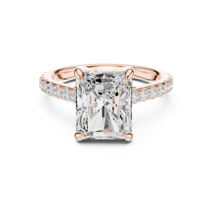Emerald Accented Lab Grown Diamond Engagement Ring