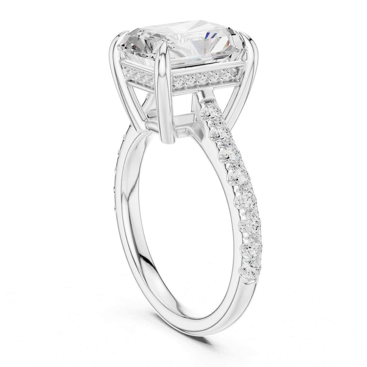 Emerald Accented Lab Grown Diamond Engagement Ring