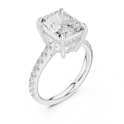 Emerald Accented Lab Grown Diamond Engagement Ring