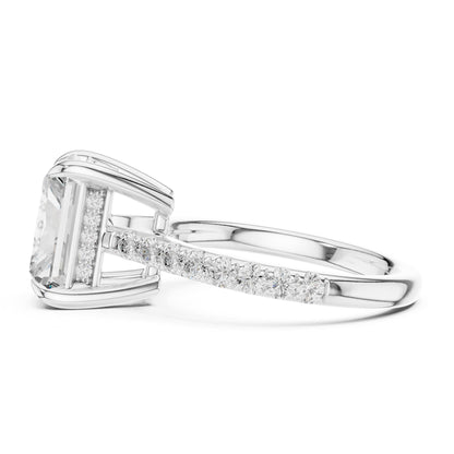 Emerald Accented Lab Grown Diamond Engagement Ring