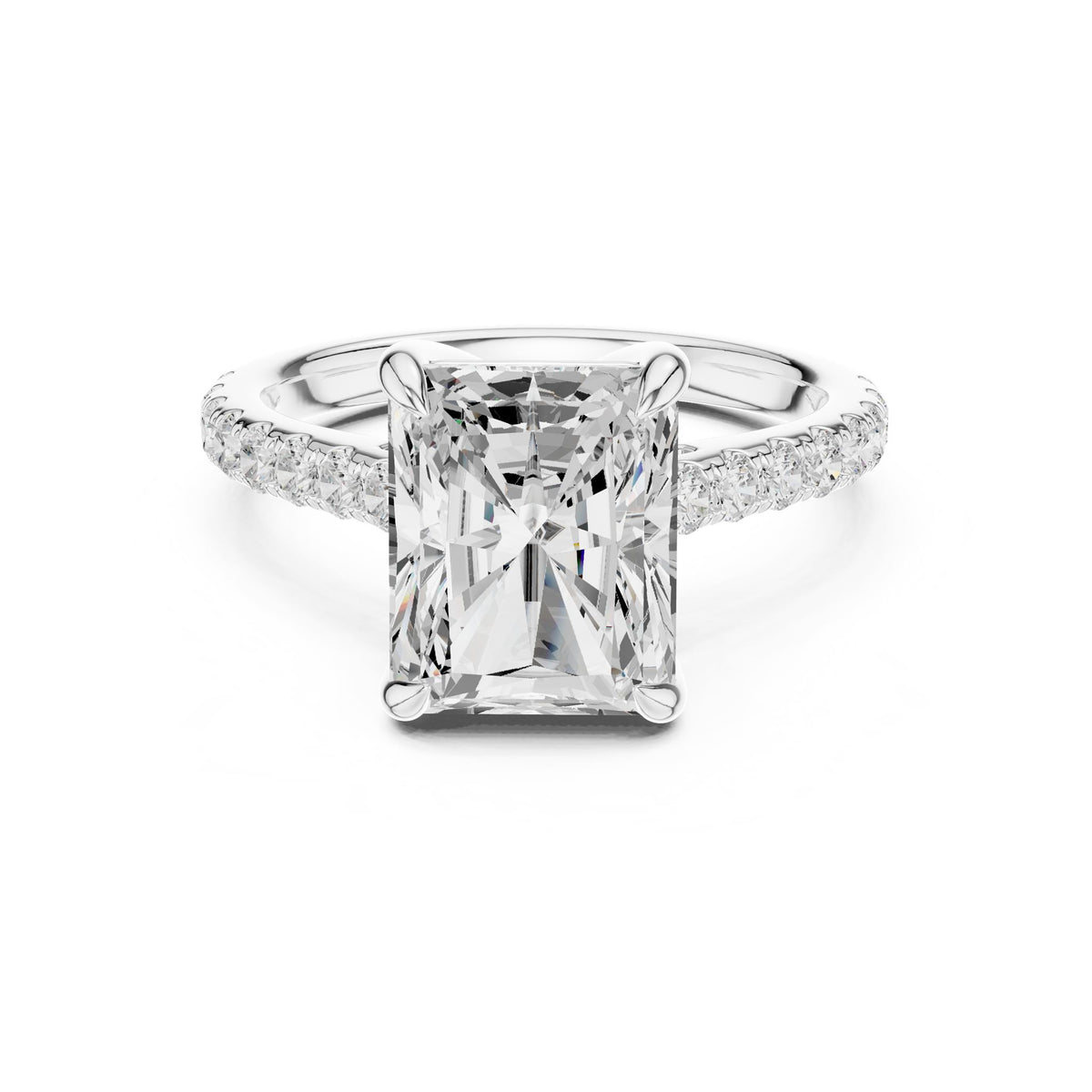 Emerald Accented Lab Grown Diamond Engagement Ring