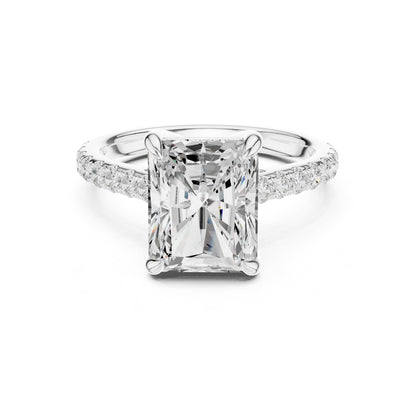 Emerald Accented Lab Grown Diamond Engagement Ring