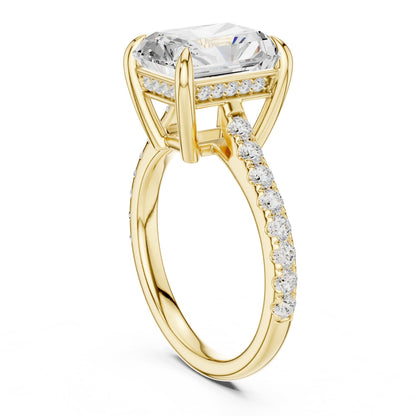 Emerald Accented Lab Grown Diamond Engagement Ring