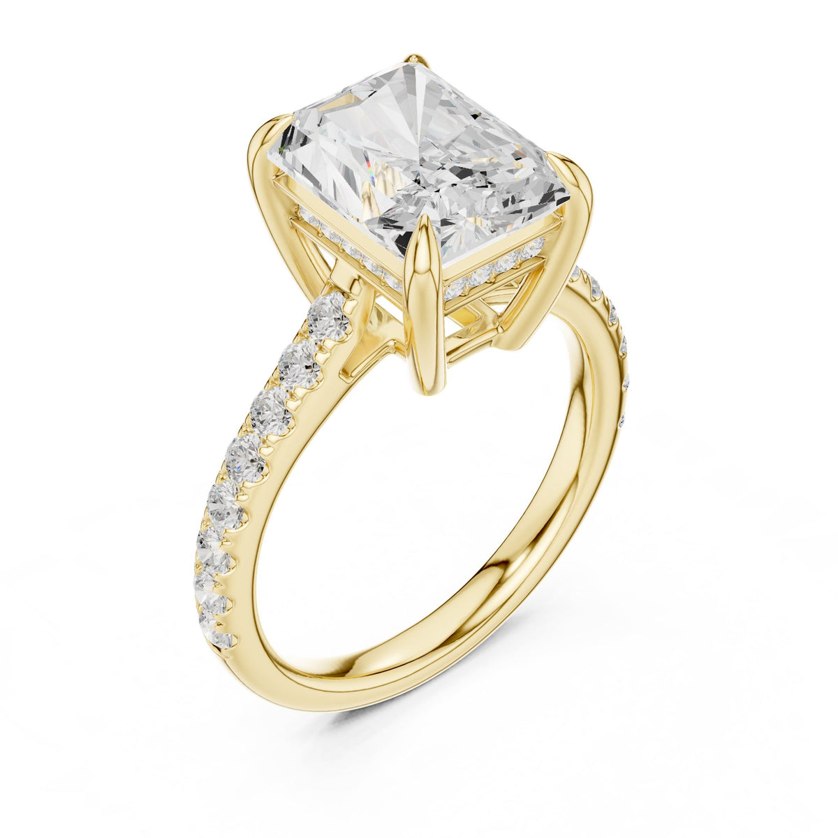 Emerald Accented Lab Grown Diamond Engagement Ring