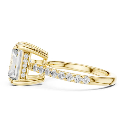 Emerald Accented Lab Grown Diamond Engagement Ring