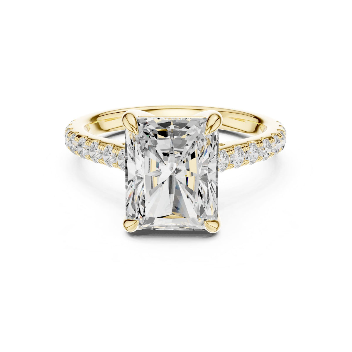 Emerald Accented Lab Grown Diamond Engagement Ring