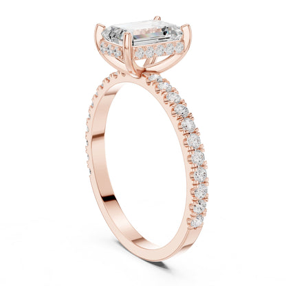Emerald Accented Lab Grown Diamond Engagement Ring