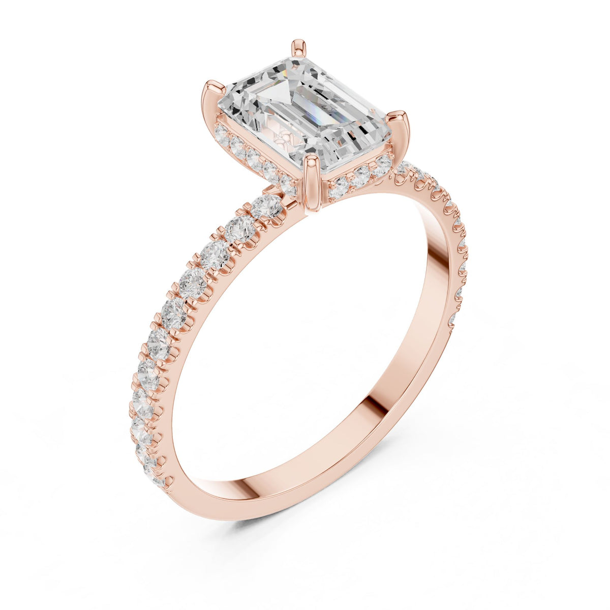 Emerald Accented Lab Grown Diamond Engagement Ring