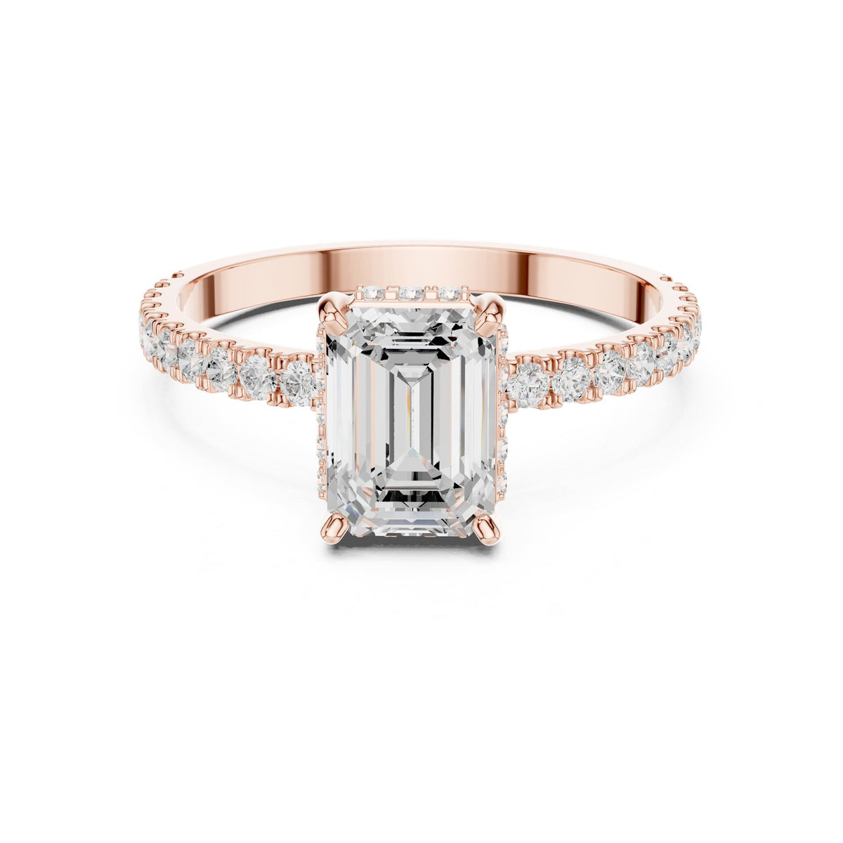 Emerald Accented Lab Grown Diamond Engagement Ring