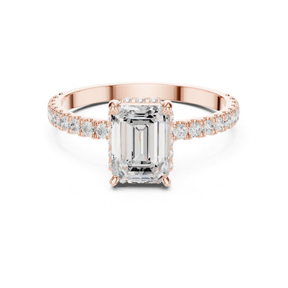 Emerald Accented Lab Grown Diamond Engagement Ring