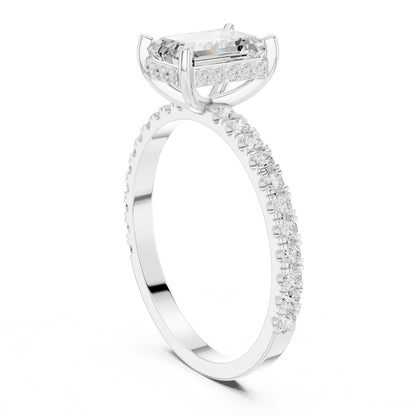 Emerald Accented Lab Grown Diamond Engagement Ring