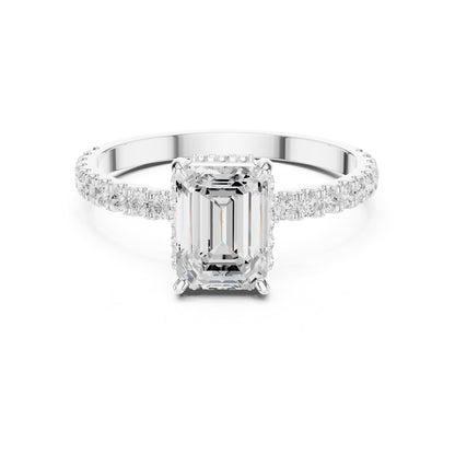 Emerald Accented Lab Grown Diamond Engagement Ring