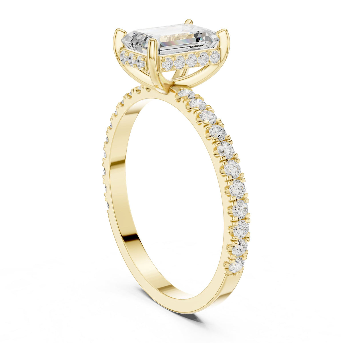 Emerald Accented Lab Grown Diamond Engagement Ring
