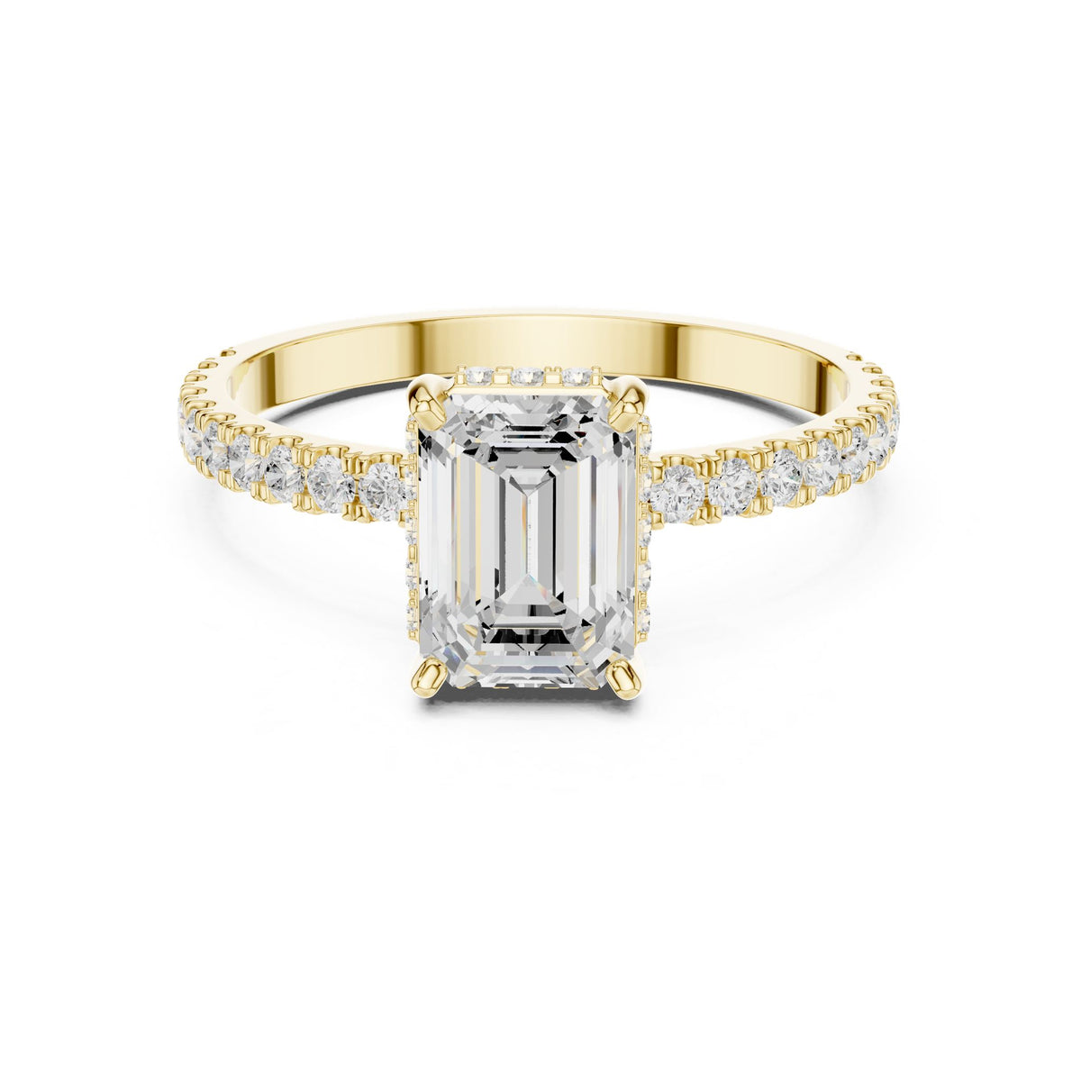 Emerald Accented Lab Grown Diamond Engagement Ring