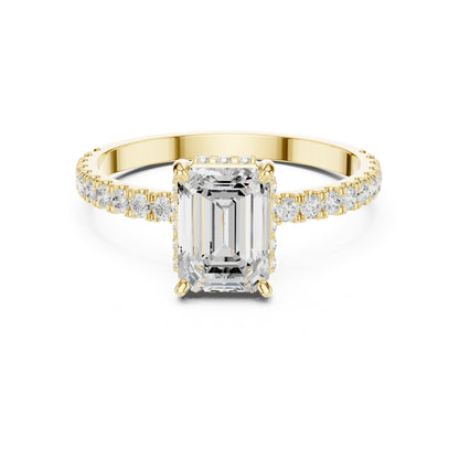Emerald Accented Lab Grown Diamond Engagement Ring